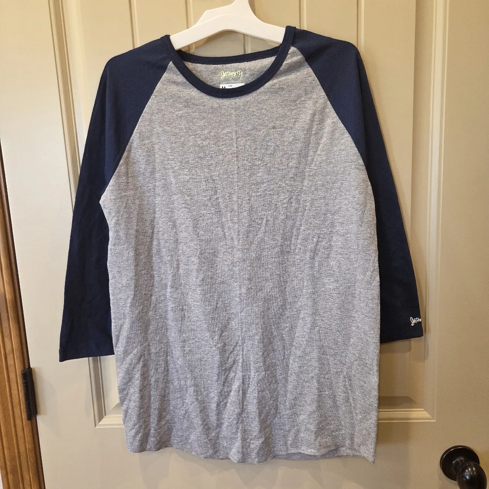 NWT Intensity by Soffe Fastpitch Heathered Baseball Tee - Navy/Gray Medium - Picture 2 of 9